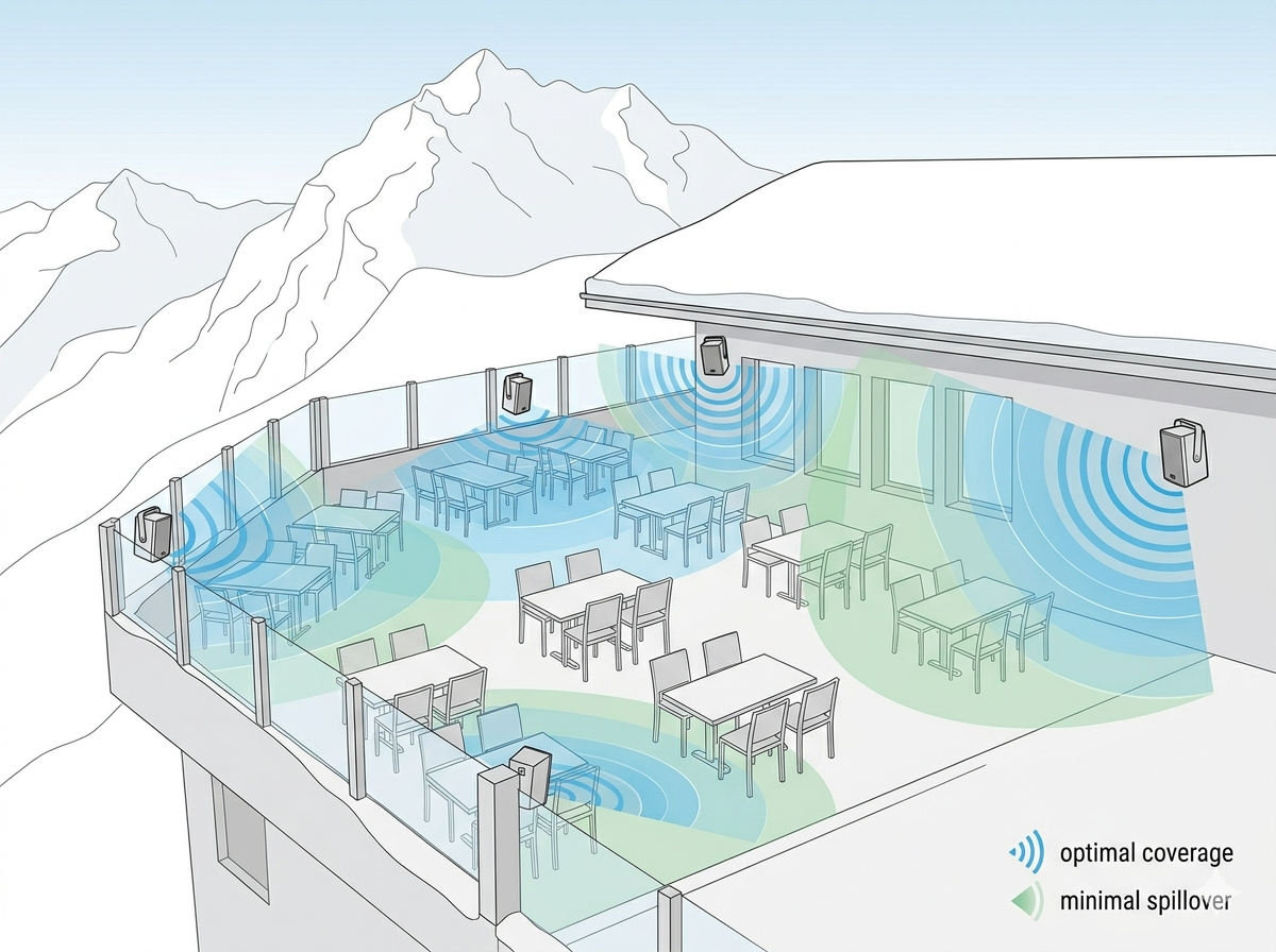 système audio terrasse altitude avec diffusion multi-zone