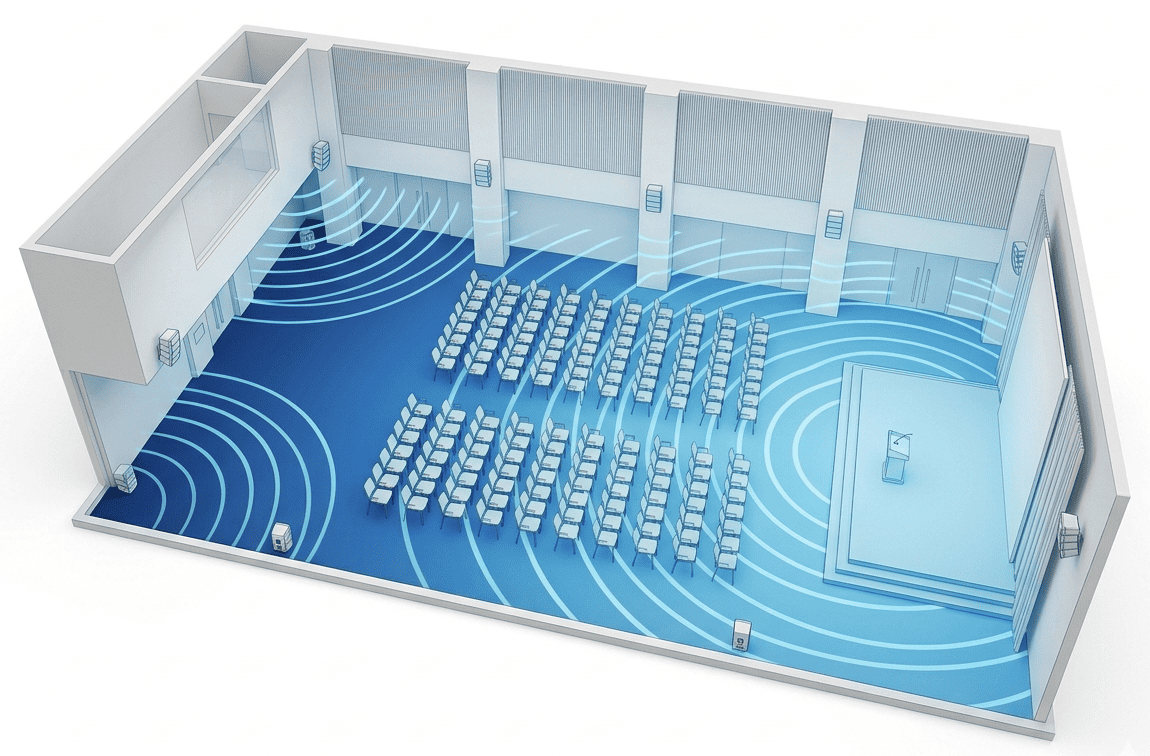 système audio multi-zone dans un équipement public